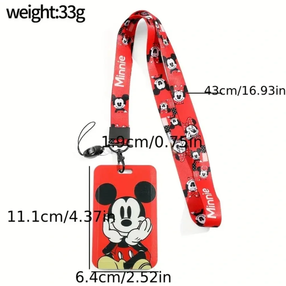 Minnie Mouse Red Lanyard with ID Holder, NEW, Red & Black